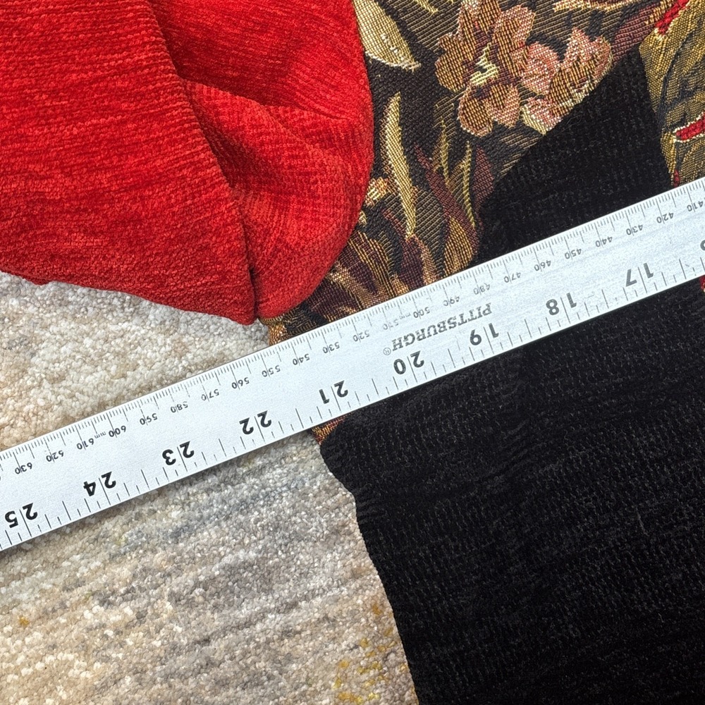 Vintage Allure Red Black Embroidered Patchwork Jacket Womens Large Artsy Classic - Picture 11 of 13
